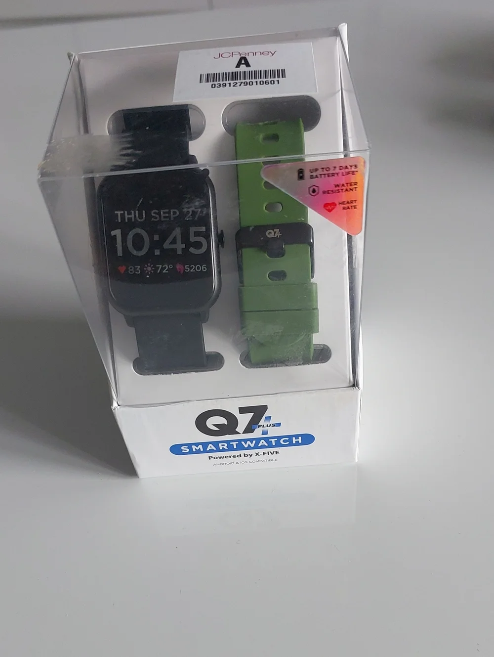 Smartwatch with Black and Green Bands